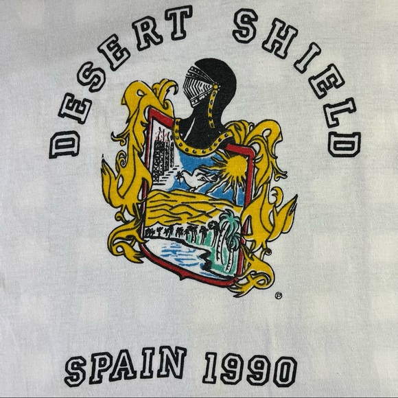 Desert Shield Spain 1990 Gulf War Military Vintage T Shirt Double Stitch - Picture 4 of 8